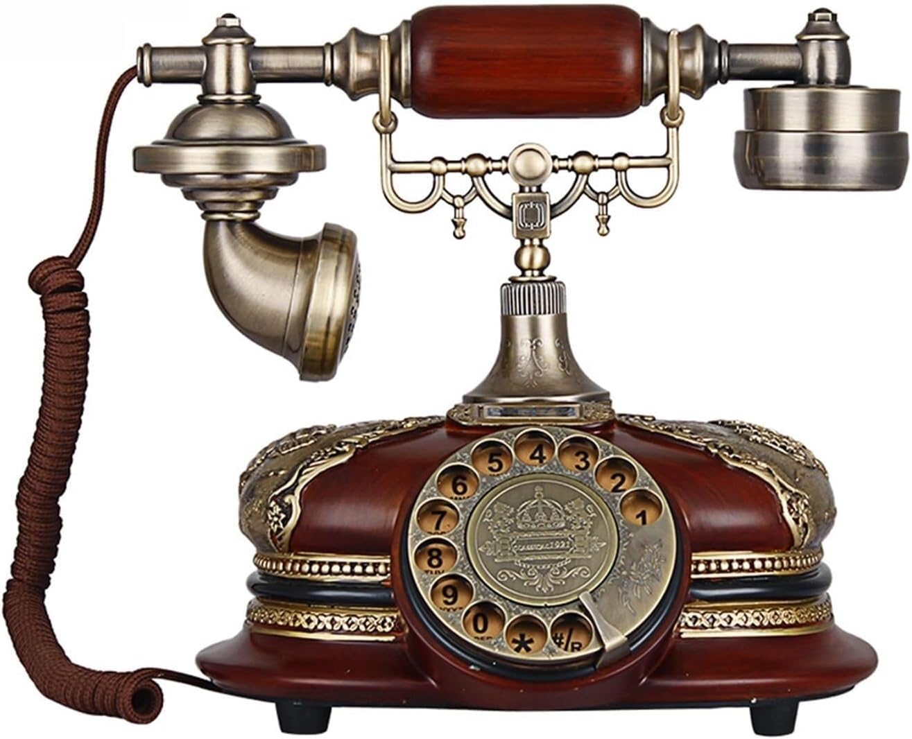 Heavy Antique Corded Landline Telephone, Classic Retro Resin Desktop Phone, Ideal for Home or Office Dcor