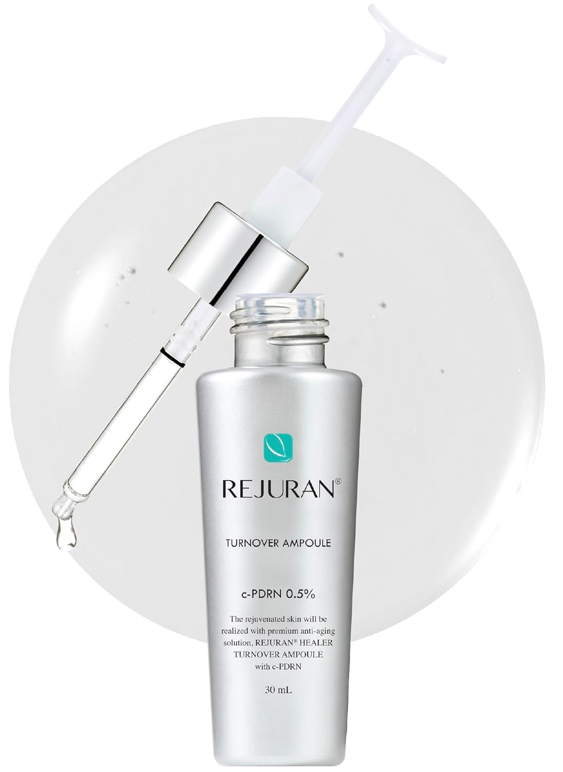REJURAN Turnover Ampoule, c-PDRN  Original Salmon DNA PDRN Face Serum for Firming, Hydrating, Radiant Glass Skin with Visible Anti-Aging Results. Korean Skin Care, Clinically Developed (1.01 fl oz)